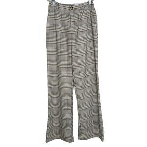 SO Wide Leg Pants Women’s 3 High Rise Plaid Tan Black Work Casual